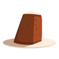 Slice of kulich, traditional easter bread with white icing, resting on plate vector