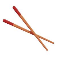 Pair of wooden chopsticks with red tips crossing each other vector