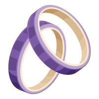 Two purple adhesive tapes intertwining, creating a dynamic visual vector