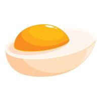 Half boiled egg showing yolk and egg white on white background vector