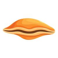 Shiny orange cowrie shell lying on white background vector