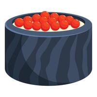 Gunkan maki sushi with red caviar and seaweed decorated with stripes vector