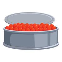Opened tin can full of red caviar shows luxury and elegance vector
