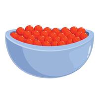 Bowl overflowing with vibrant red caviar, a culinary delight vector