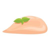 Fresh chicken fillet with basil leaves resting on top vector