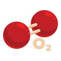 Oxygen o2 molecule model exhibiting two red atoms and chemical bonds vector