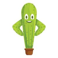 Happy cactus character smiling with arms crossed in pot vector