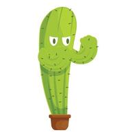 Angry cactus showing fists ready to fight in a pot vector