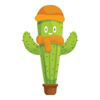 Smiling cactus wearing winter clothes and giving a hug vector