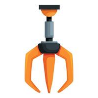 Robotic claw gripper picking up objects in industrial automation vector