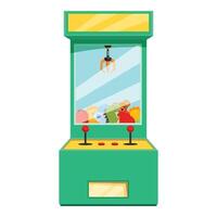 Claw crane arcade game grabbing a plush toy vector