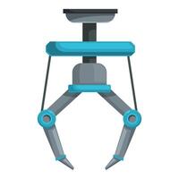 Industrial robotic claw gripper picking up objects in a factory setting vector