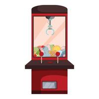 Claw crane arcade game grabbing soft toys with robotic arm vector