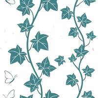 Seamless pattern with ivy and butterflies vector
