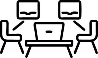 Glossy Conference Table with Laptops and Notepads concept as A glossy background of a conference table with laptops notepads and pens arranged neatly. The camera focuses on the sle vector