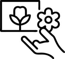 Glossy background with a white flower and a photo of elderly hands holding younger hands concept as A glossy surface featuring a white flower beside a framed photo of elderly hands vector