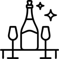 Glossy background with a champagne bottle and glasses on a business desk concept as A glossy surface shows a champagne bottle and glasses on a business desk symbolizing celebration vector