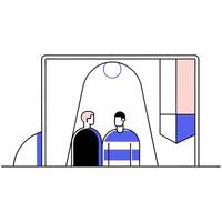 Futuristic Empathy Technology concept as A close up macro of employees using futuristic empathy enhancing technology devices in a high tech office camera captures the supportive an vector