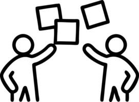 Candid Team Collaboration Colleagues Exchanging Sticky Notes in a Creative Meeting A Dynamic Capture of Active Participation and Problem Solving in Teamwork Communication Phot vector