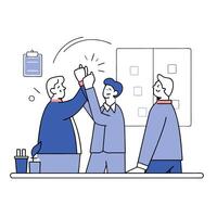 Candid High Five Between Colleagues Capturing Team Success and Creative Collaboration After a Brainstorming Session in a Dynamic Workplace Environment Stock Photo Concept vector