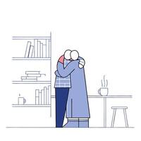 Candid Friends Hugging in a Cozy Coffee Shop Capturing Warmth, Connection, and Friendship in a Heartfelt Moment Perfect for Stock Photos on Bonding and Human Relationships vector
