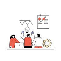 Candid Capture of Teamwork Employees Collaborating on a Project for Success in Stock Photography vector