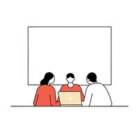 Candid Shot of Colleagues Collaborating on a Laptop During a Presentation Capturing Teamwork, Digital Collaboration, and Communication for Enhanced Productivity and Professional S vector