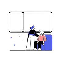 Bokeh Art of Senior Caregiver Comforting Elderly Nurturing Support in Soft Tones vector
