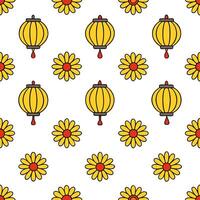 Calendula and lanterns seamless pattern festive isolated white background perfect for holiday textiles branding packaging concept as Festive calendula and lanterns seamless pattern vector