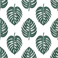 Elegant Botanical Illustration Seamless Tile Pattern of Detailed Monstera and Palm Drawings in Monochromatic Green Palette for Stylish Spaces Perfect for Photo Stock Concepts wi vector