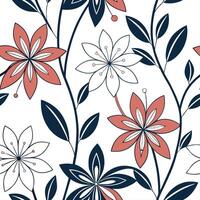 Elegant Botanical Illustration Seamless Tile Pattern Detailed Plant Drawings in Monochromatic Palette for Stylish Spaces Perfect for Photo Stock Concepts vector
