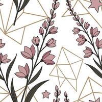 Detailed Botanical Heather Seamless Pattern with Lush Green Stems on White Background Perfect for Natural Themed Designs in Photo Stock with Space for Customization vector