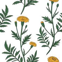 Botanical Garden Marigold Tile Pattern for Serene Spaces vector