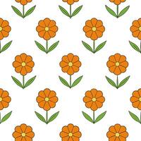 Botanical Garden Marigold Seamless Tile Pattern Serene Spaces with Natural Oranges on White vector