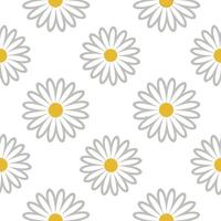 Botanical Garden Daisy Seamless Tile Pattern Serene White Background with Various Daisy Species vector