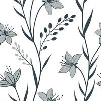 Intricate Black and White Anemone Seamless Pattern with Bold Linework for Contemporary Design vector