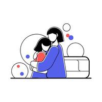Bokeh digital art of a mother embracing a child vector
