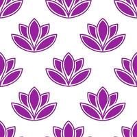 Bohemian tulip seamless tile pattern with vibrant purple blooms and intricate leaf details on white background ideal for eclectic spaces vector