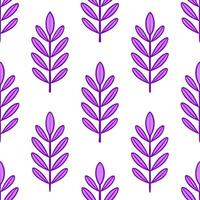 Bohemian lavender seamless tile pattern with vibrant purple blooms and intricate leaf details on white background ideal for eclectic spaces vector