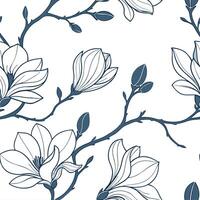 Bohemian hydrangea seamless tile pattern with vibrant blue blooms and intricate leaf details on white background ideal for eclectic spaces vector
