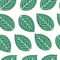 Bohemian herb seamless tile pattern with lush green mint leaves and intricate vein details on a white background ideal for eclectic spaces vector