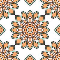Bohemian floral mandala seamless tile pattern with colorful petals and intricate details on white background ideal for eclectic spaces vector