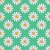Bohemian daisy seamless tile pattern with vibrant white daisies and intricate details on white background ideal for eclectic spaces vector