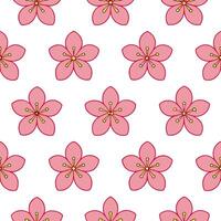 Bohemian cherry blossom seamless tile pattern with vibrant pink blossoms and intricate vine details on white background ideal for eclectic spaces vector