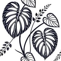 Art deco Pilea seamless pattern with metallic accents and geometric elements on white vector