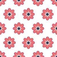 Abstract watercolor Anemone seamless pattern with splashes and drips on white background vector