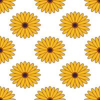 Abstract calendula flowers seamless tile pattern vibrant isolated white background perfect for creative textiles branding packaging vector