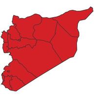 Syria Red map with border of regions outline vector