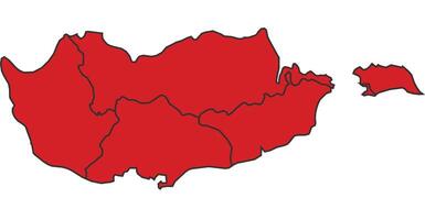 Cyprus Red map with border of regions outline vector