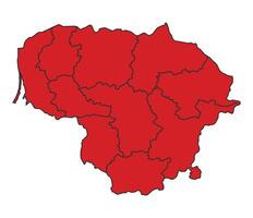 Lithuania Red map with border of regions outline vector